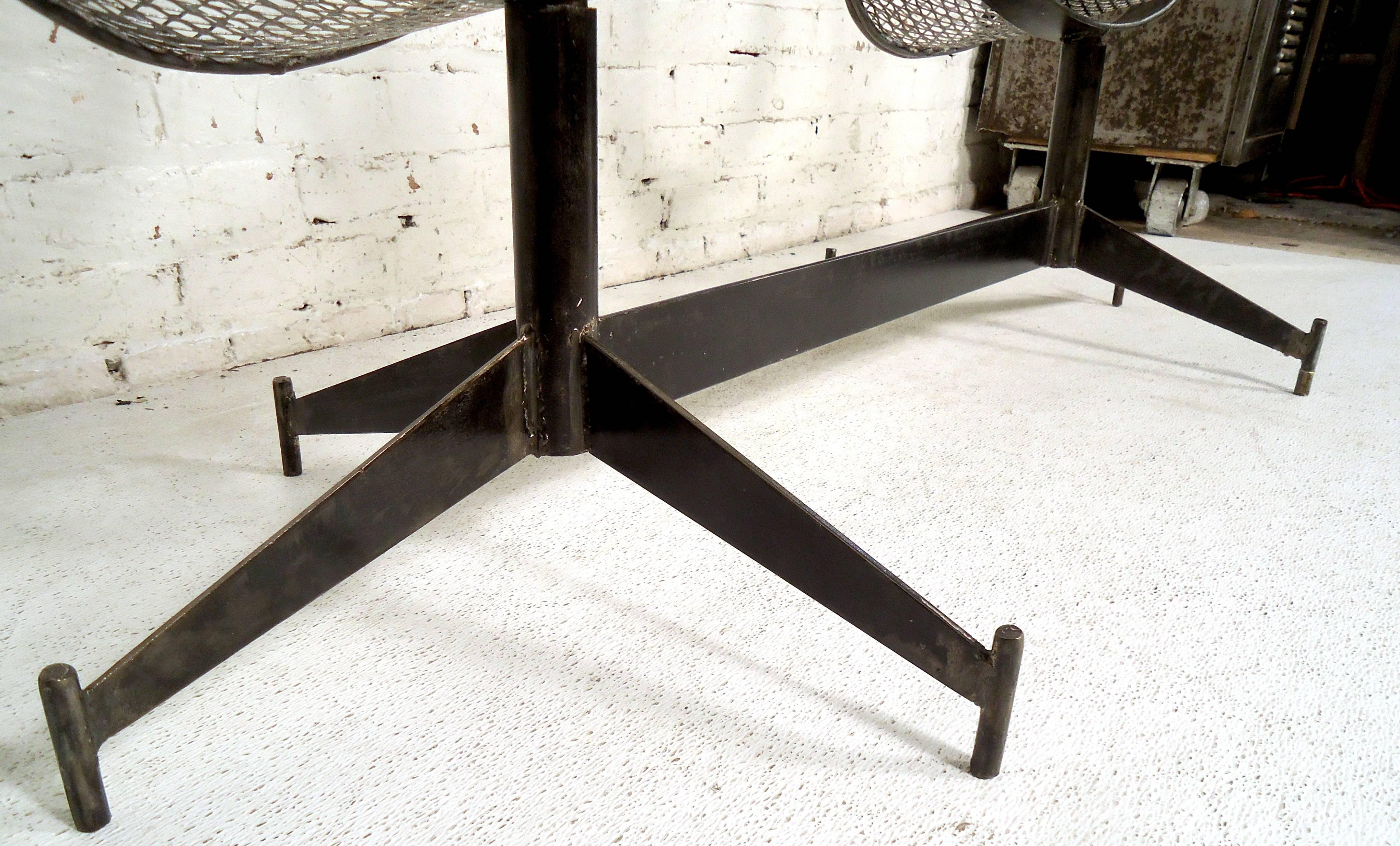 Vintage Industrial Two-Seat Bench 5
