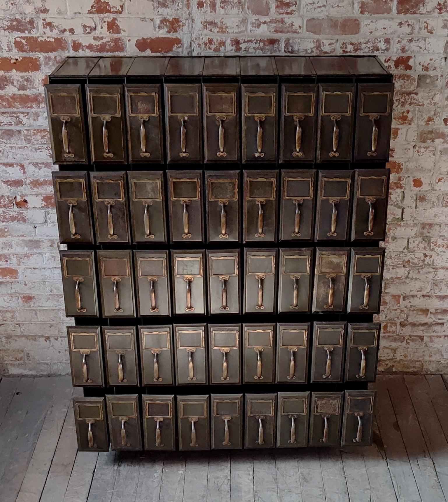 Brass Vintage Industrial Vertical Card Catalogue For Sale