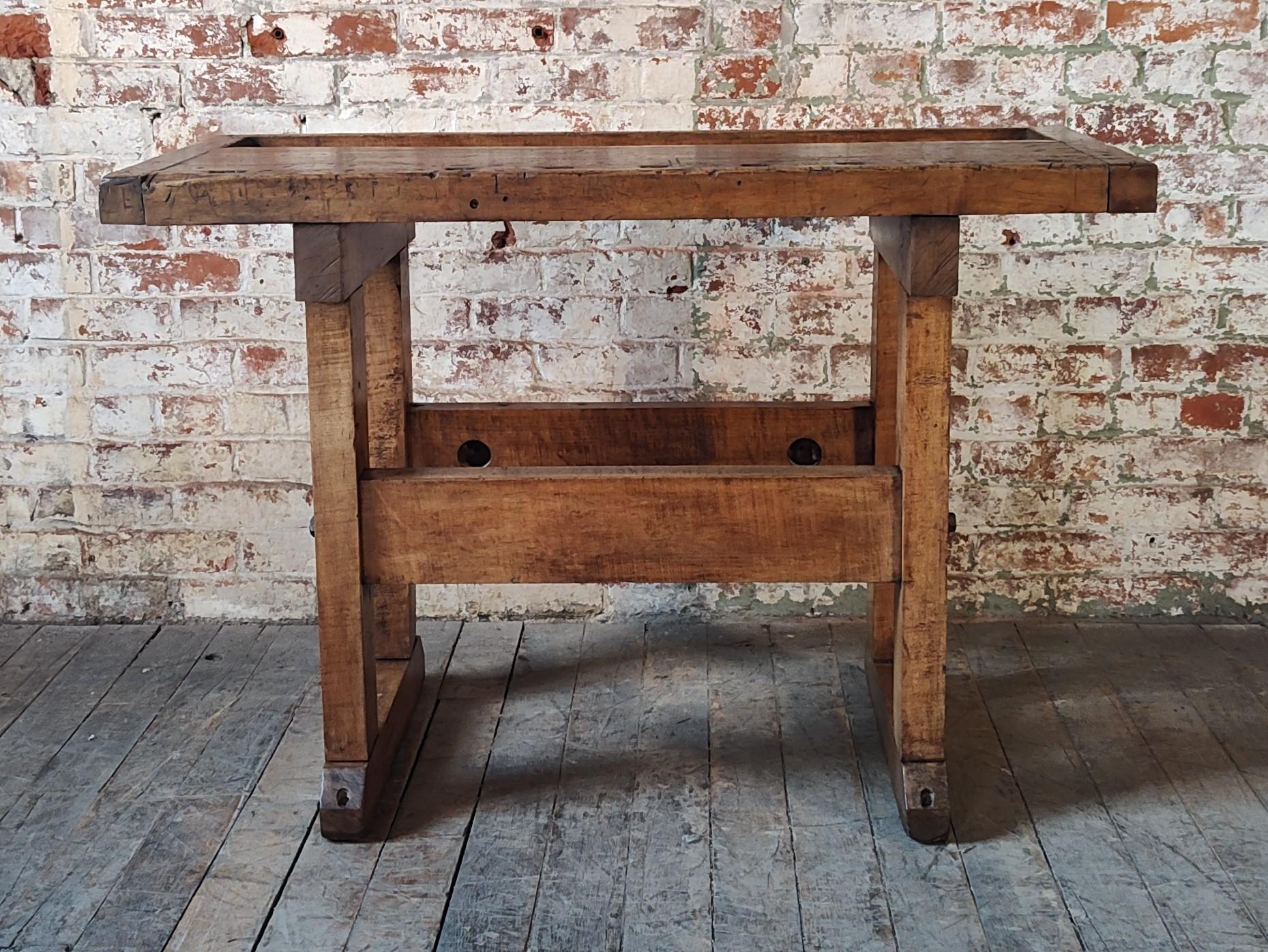 American Vintage Industrial Viseless Workbench / Table For Sale