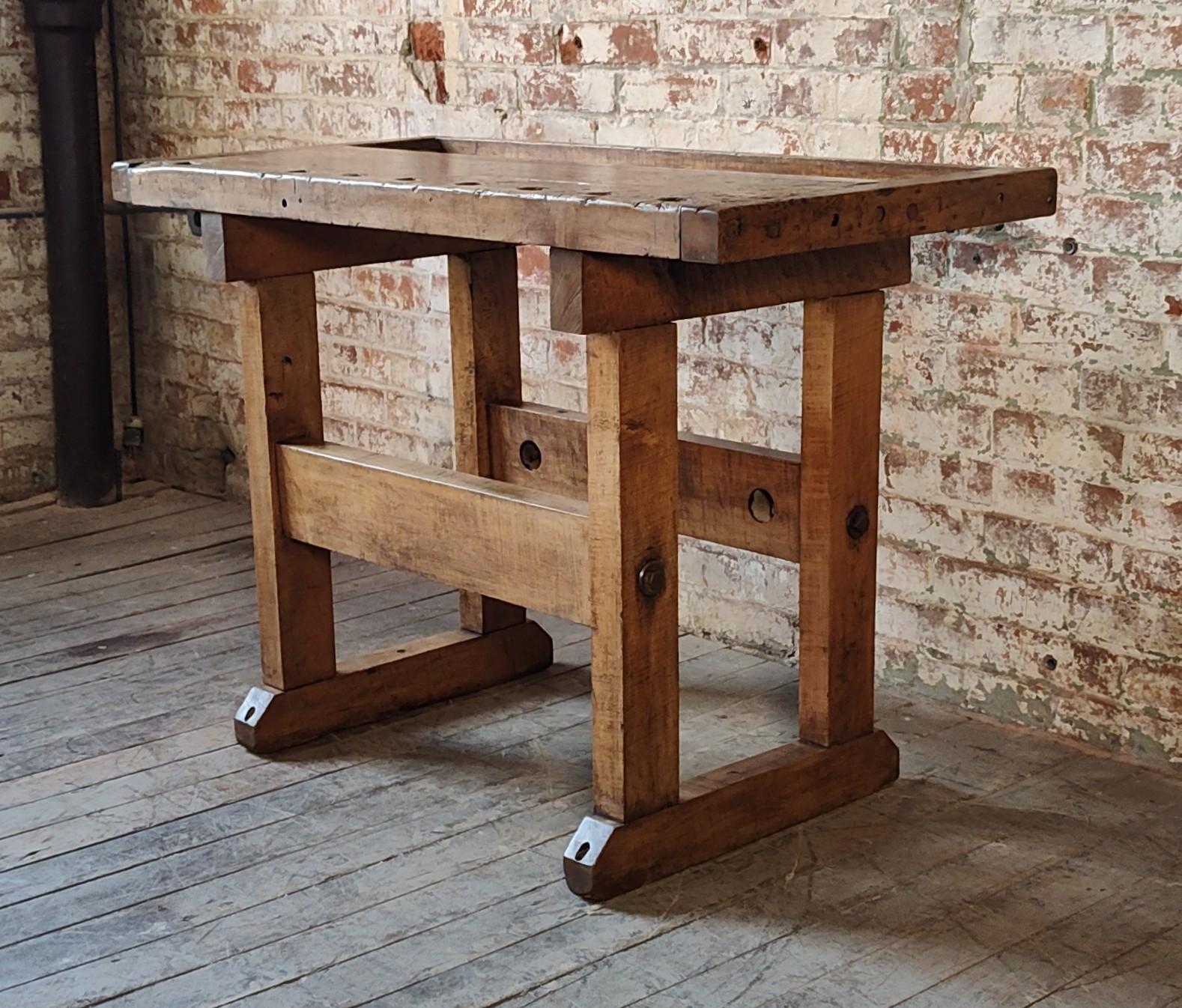Vintage Industrial Viseless Workbench / Table In Good Condition For Sale In Oakville, CT