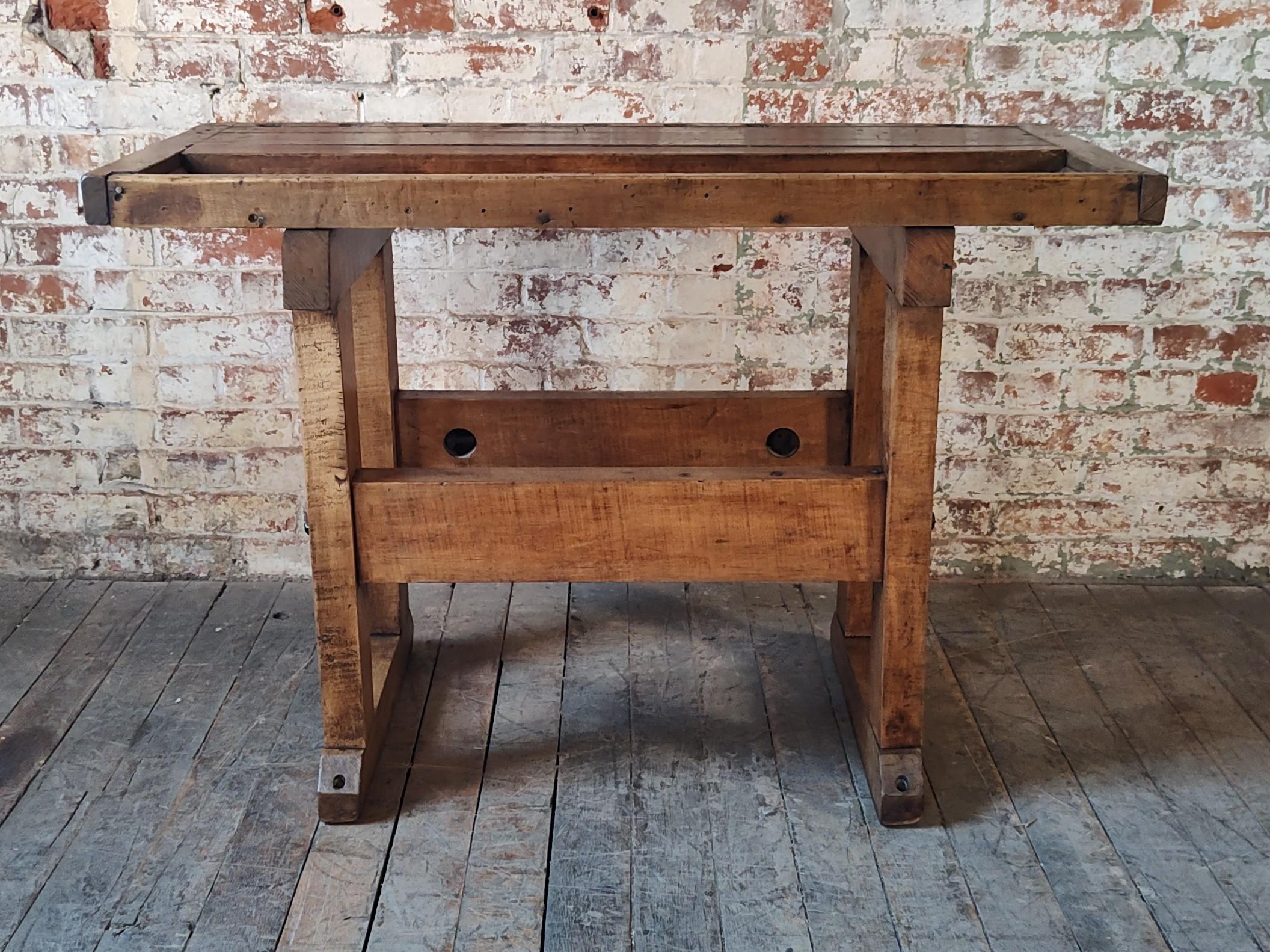 Vintage Industrial Viseless Workbench / Table For Sale 1