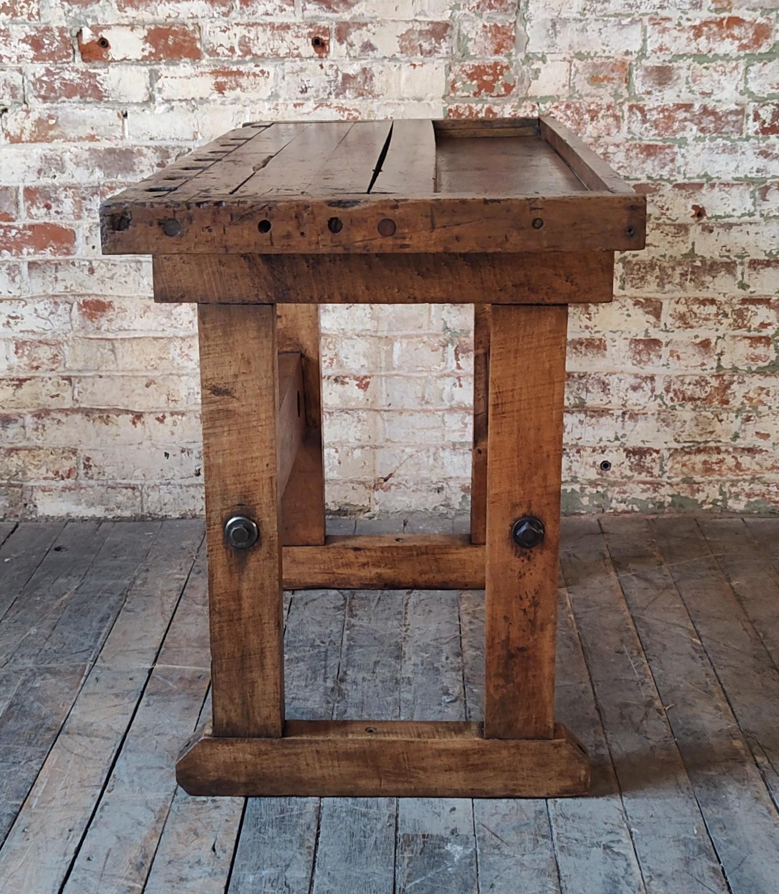 Vintage Industrial Viseless Workbench / Table For Sale 2
