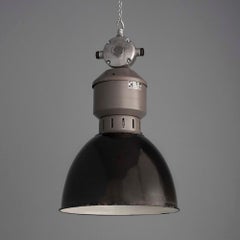 Large Vintage Industrial Vitreous Enamel Black Factory Ceiling Lighting