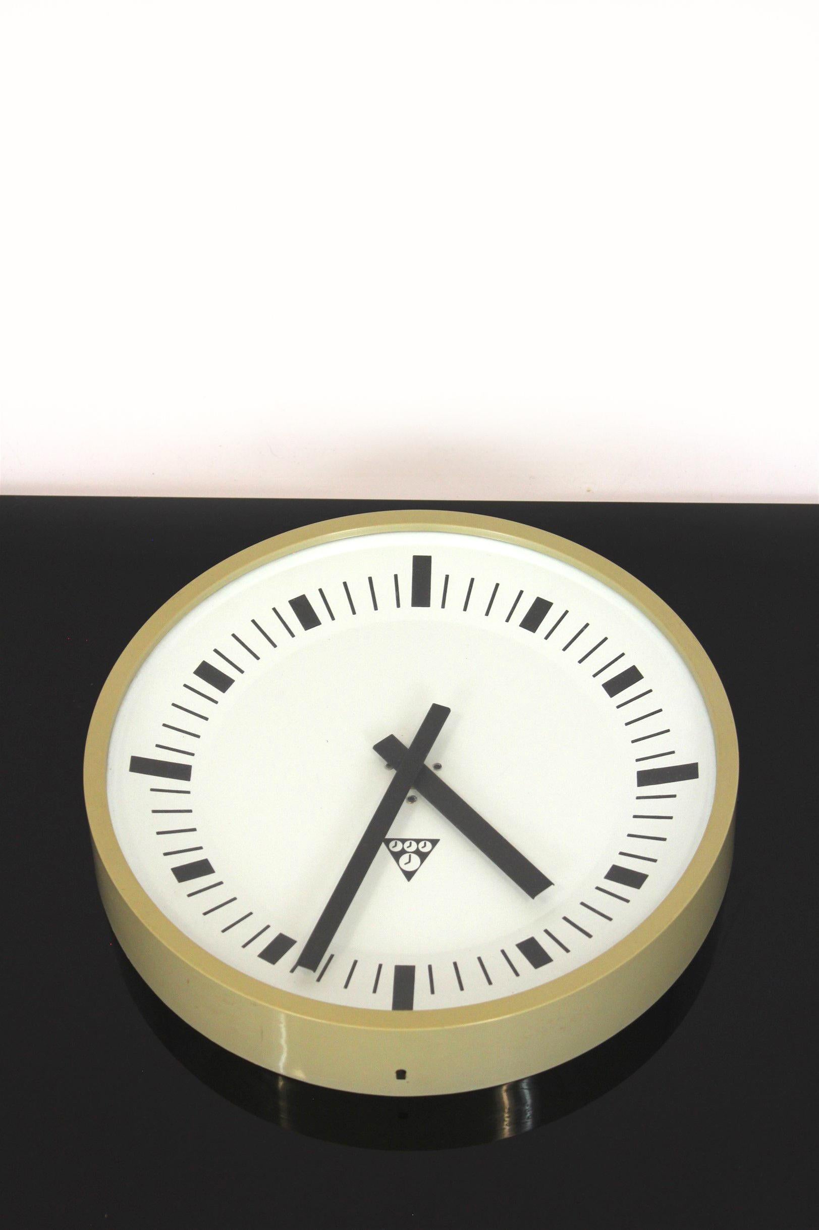 Late 20th Century Vintage Industrial Wall Clock from Pragotron, 1970s For Sale
