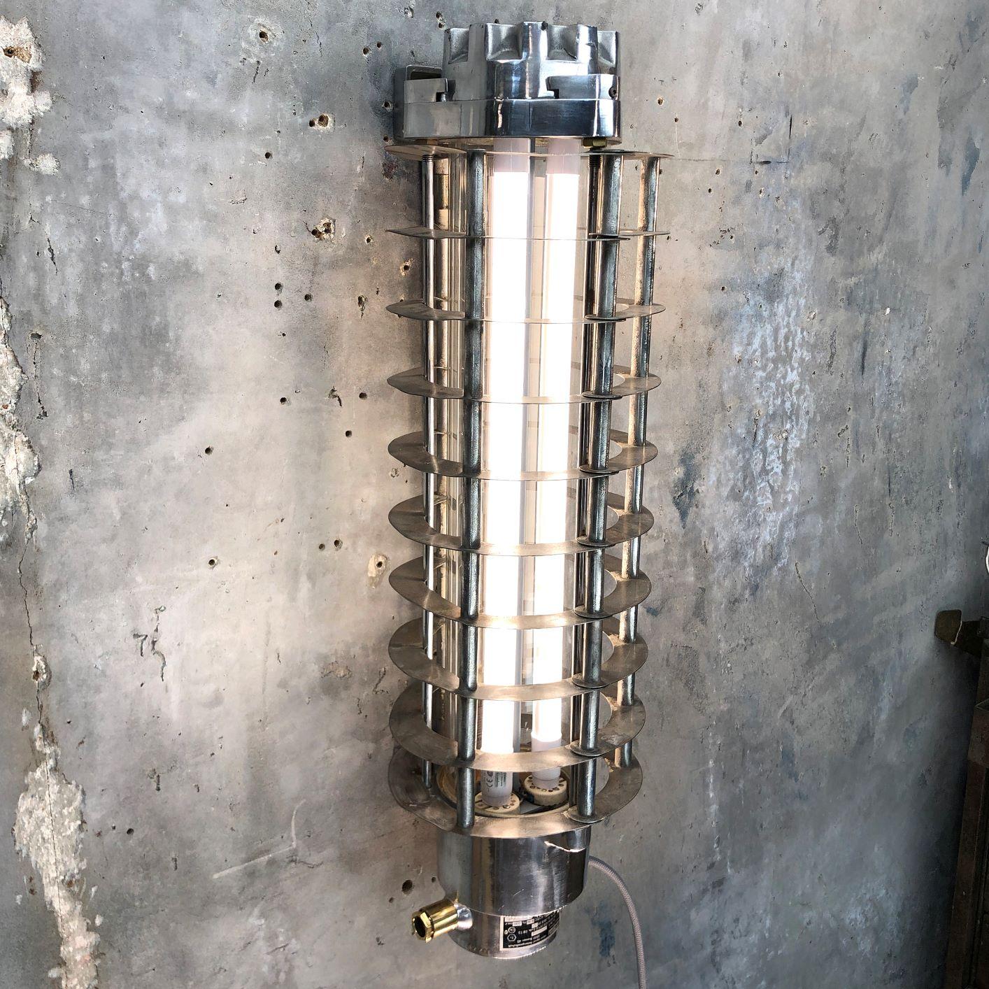 Cast Vintage Industrial Wall Mounted Flameproof Led Aluminum Striplight with Cage For Sale