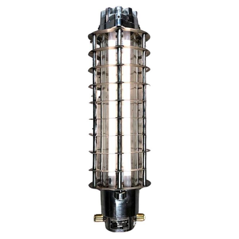 Vintage Industrial Wall Mounted Flameproof Led Aluminum Striplight with Cage For Sale