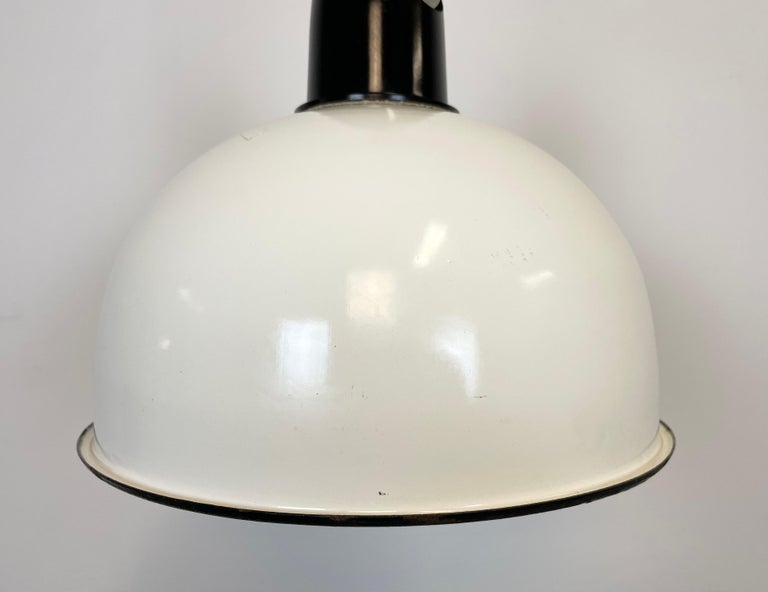 20th Century Vintage Industrial Soviet White Enamel Pendant Light, 1960s For Sale
