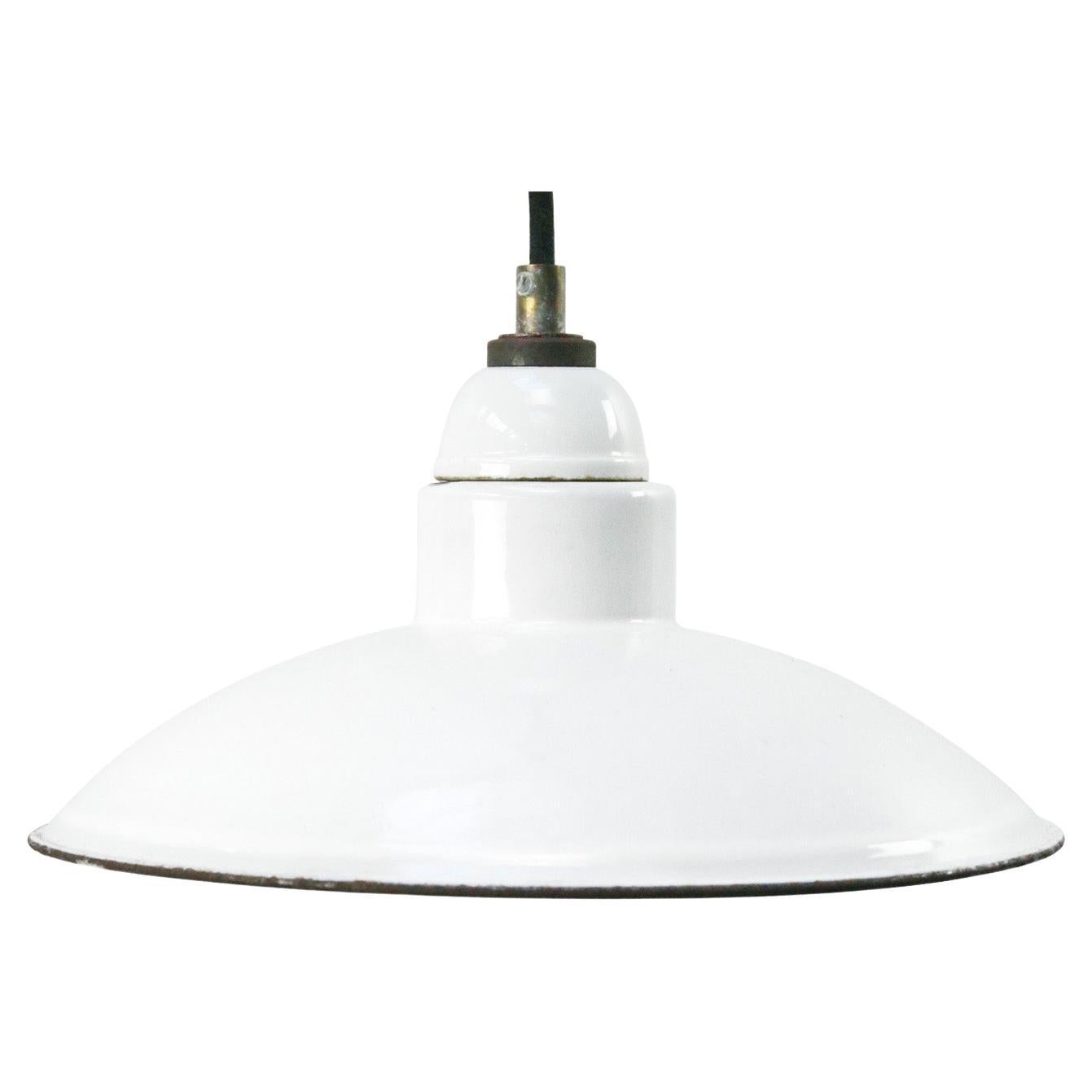 Vintage Industrial White Enamel Porcelain Pendant Light