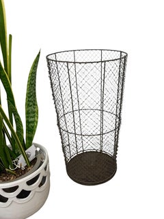 Vintage Industrial Wire Mesh Metal Trash Can / Waste Basket.