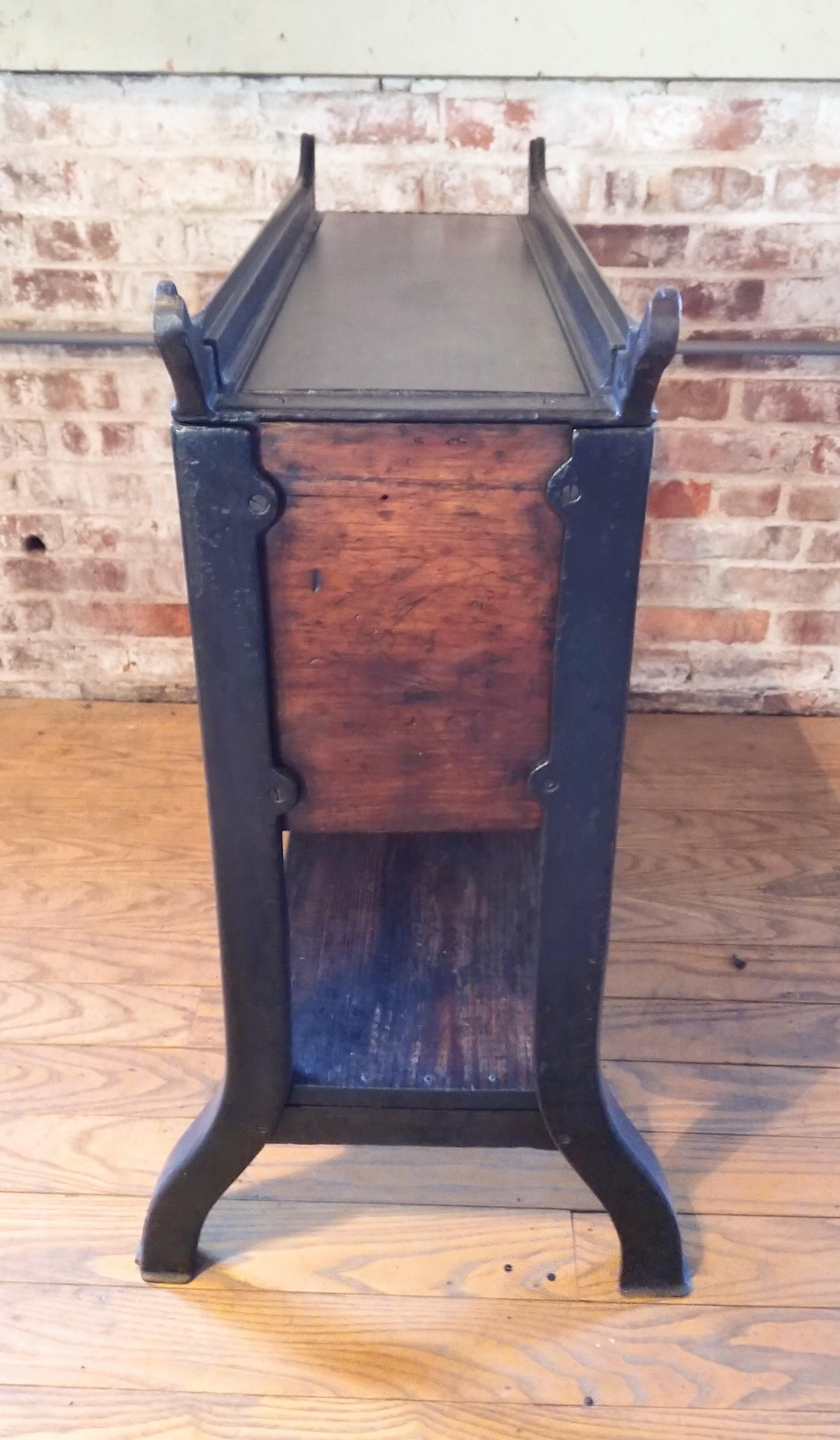 American Vintage Industrial Wood and Cast Iron Printer's Proof Table