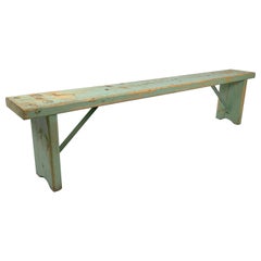 Vintage Industrial Wooden Bench, Original Paint, 1930s