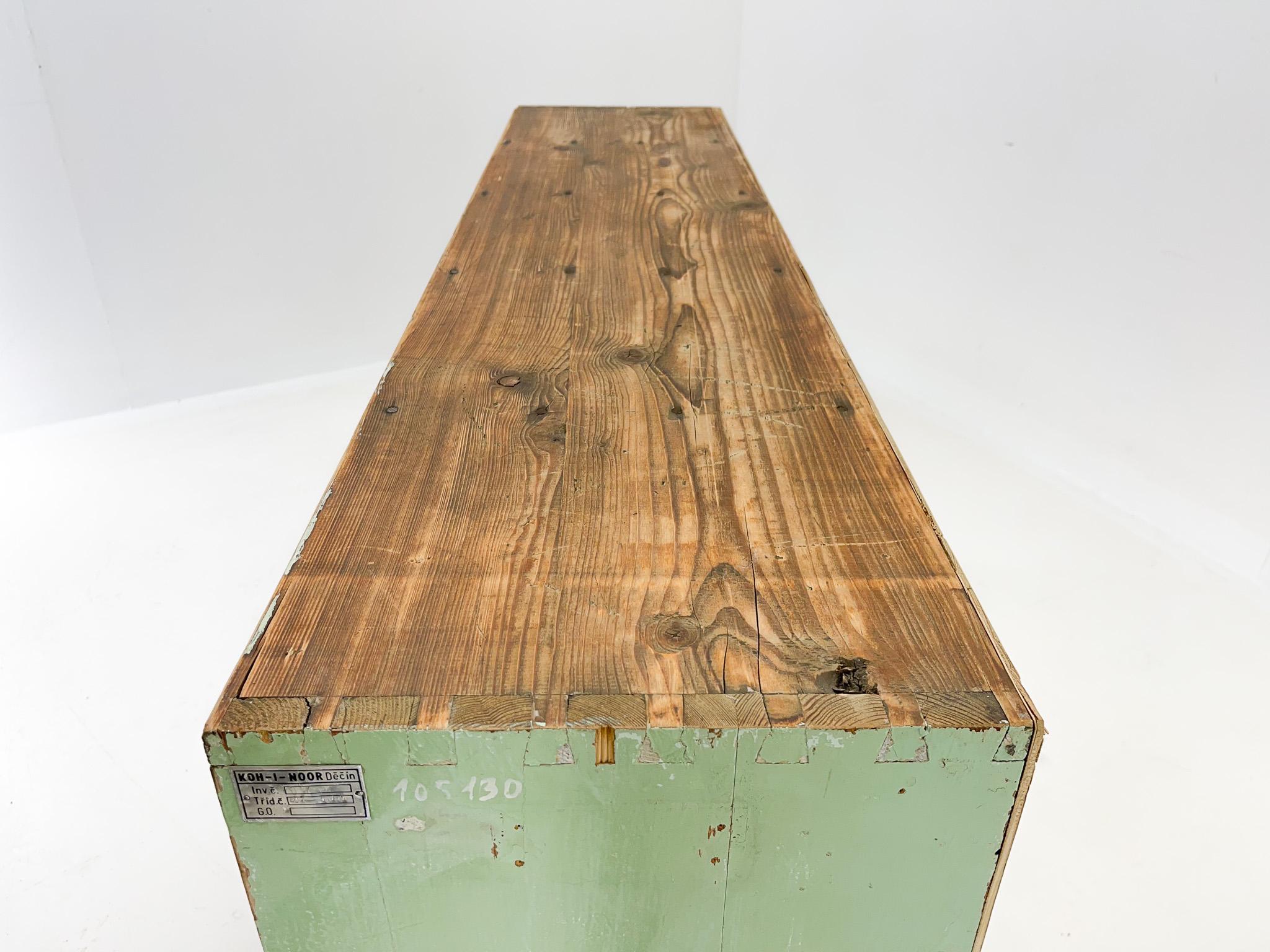 Vintage Industrial Wooden Cabinet with Original Handels, 1930s For Sale 1