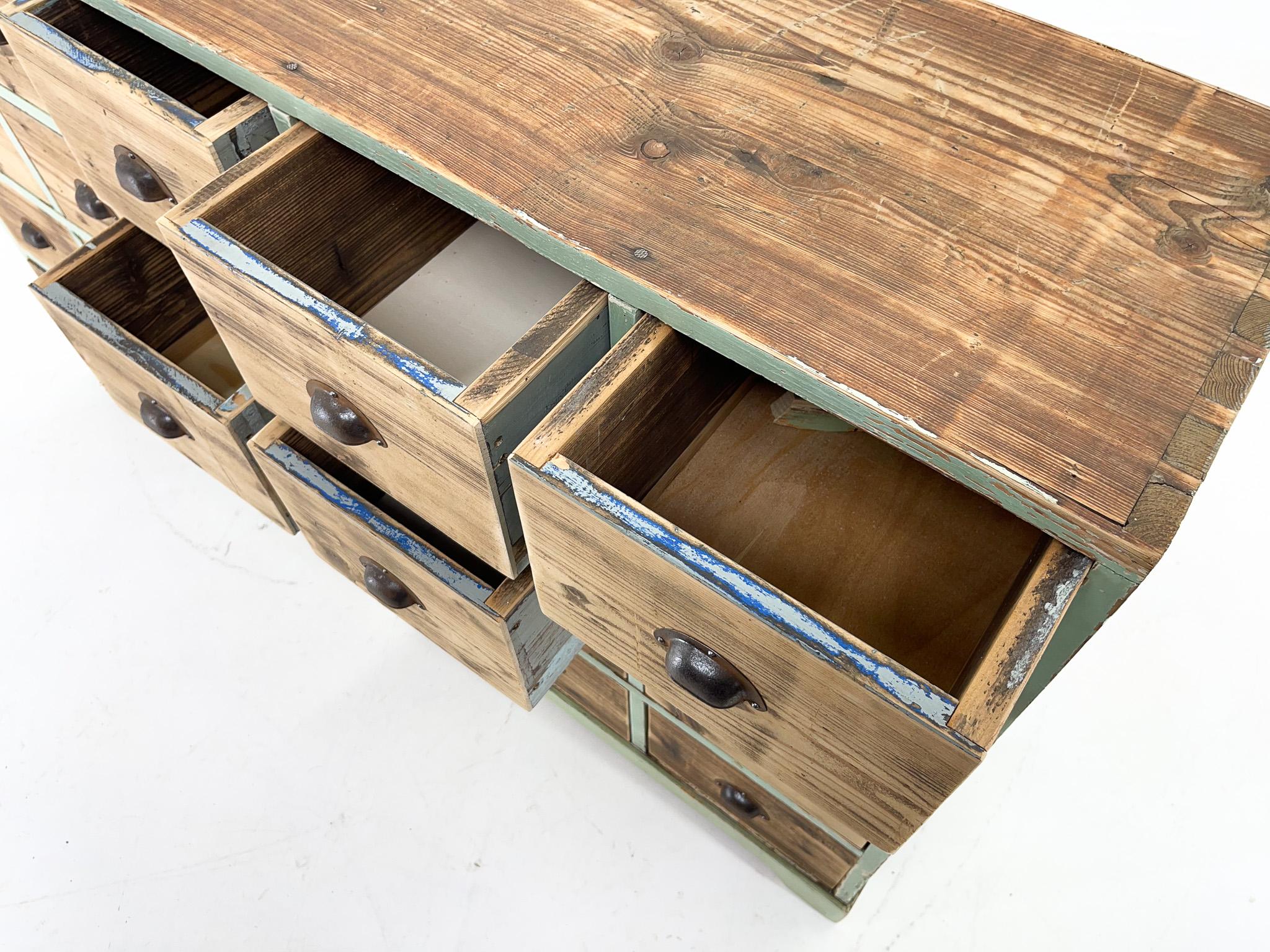 Vintage Industrial Wooden Cabinet with Original Handels, 1930s For Sale 2