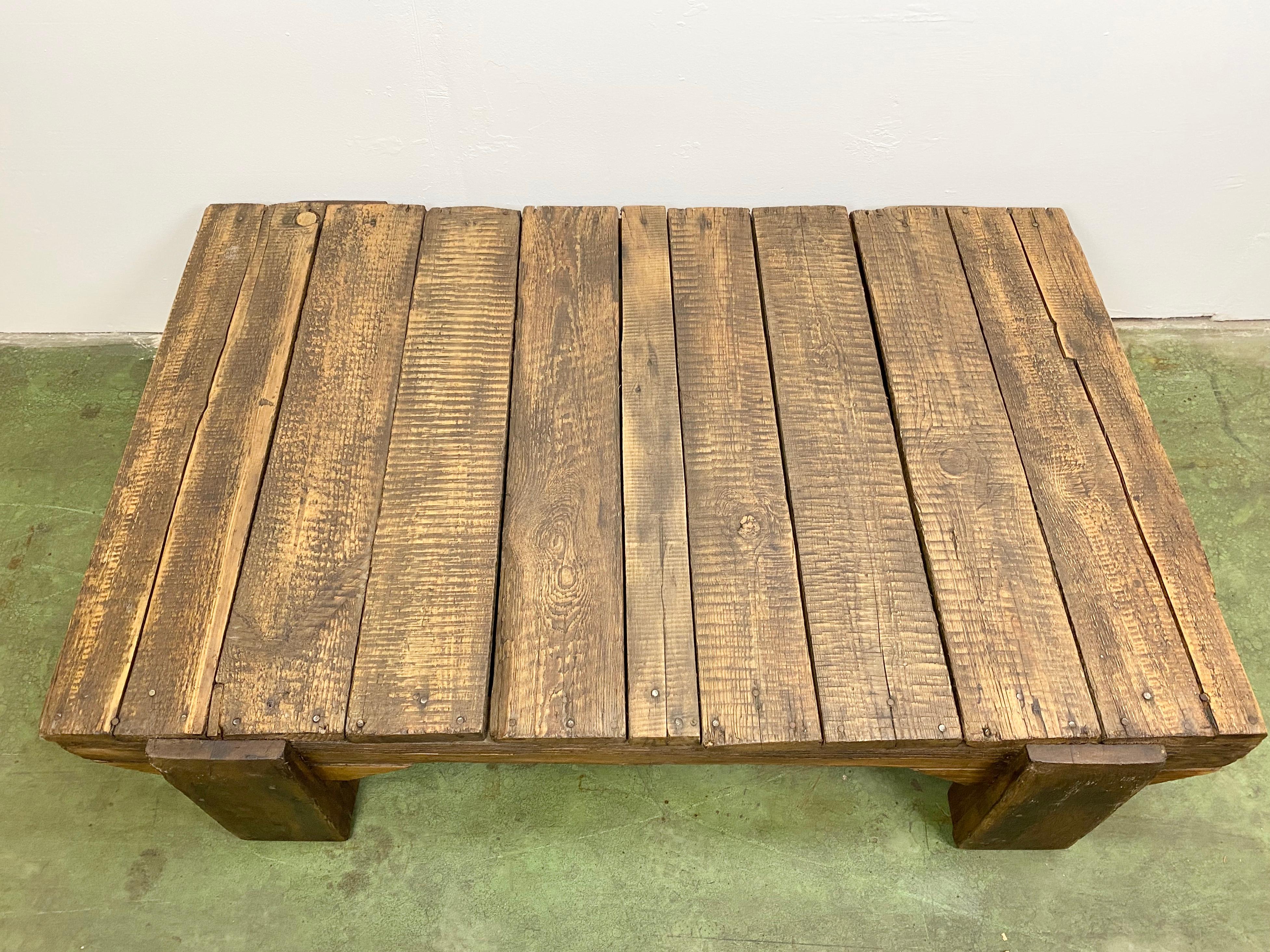 Vintage Industrial Wooden Coffee Table, 1950s In Good Condition In Kojetice, CZ