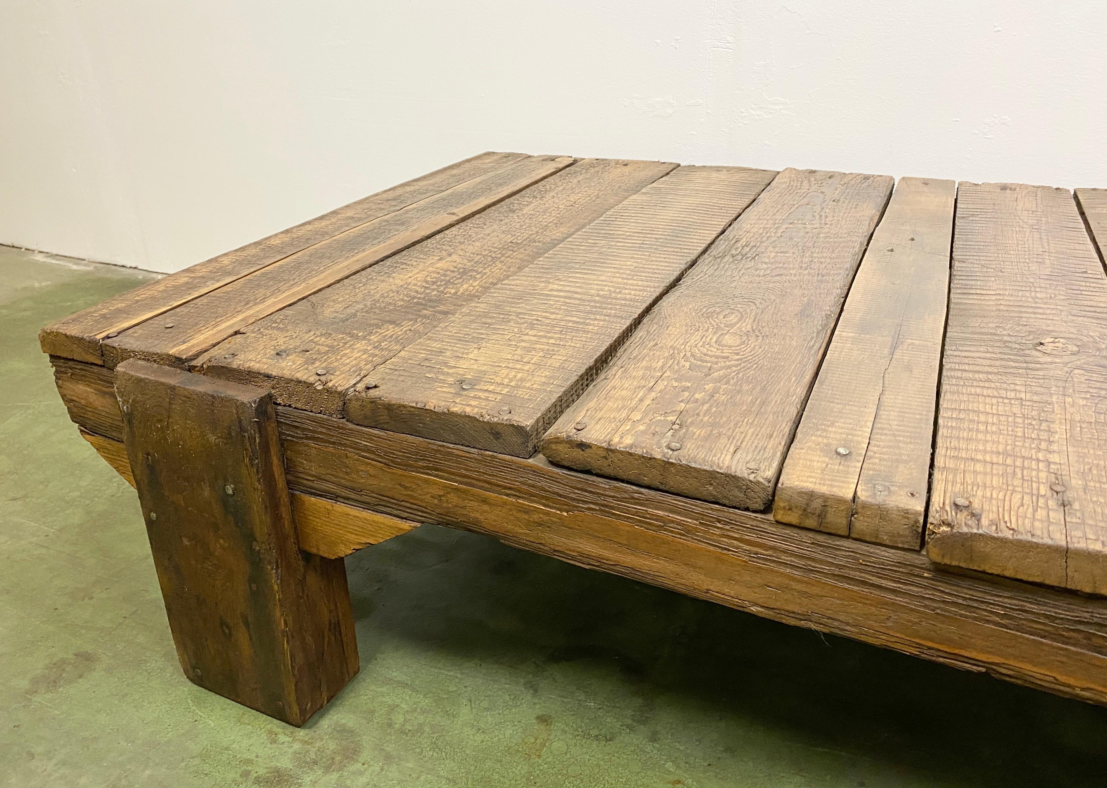 20th Century Vintage Industrial Wooden Coffee Table, 1950s
