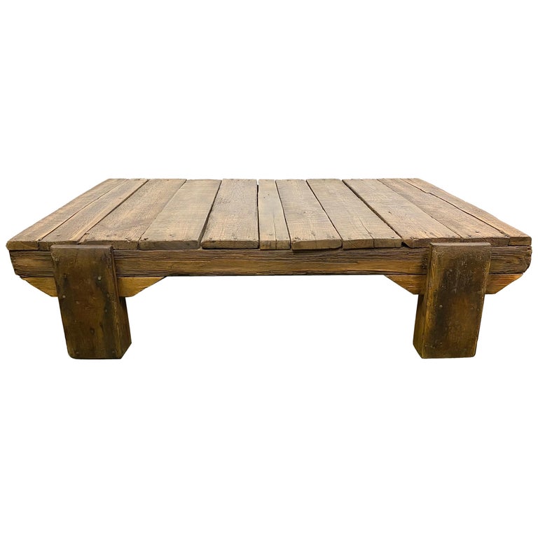 Vintage Industrial Wooden Coffee Table 1950s For Sale At 1stdibs