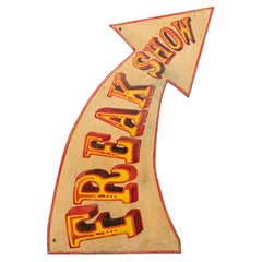 Vintage Industrial Wooden Hand Painted 'Freak Show' Fairground sign, c.1960