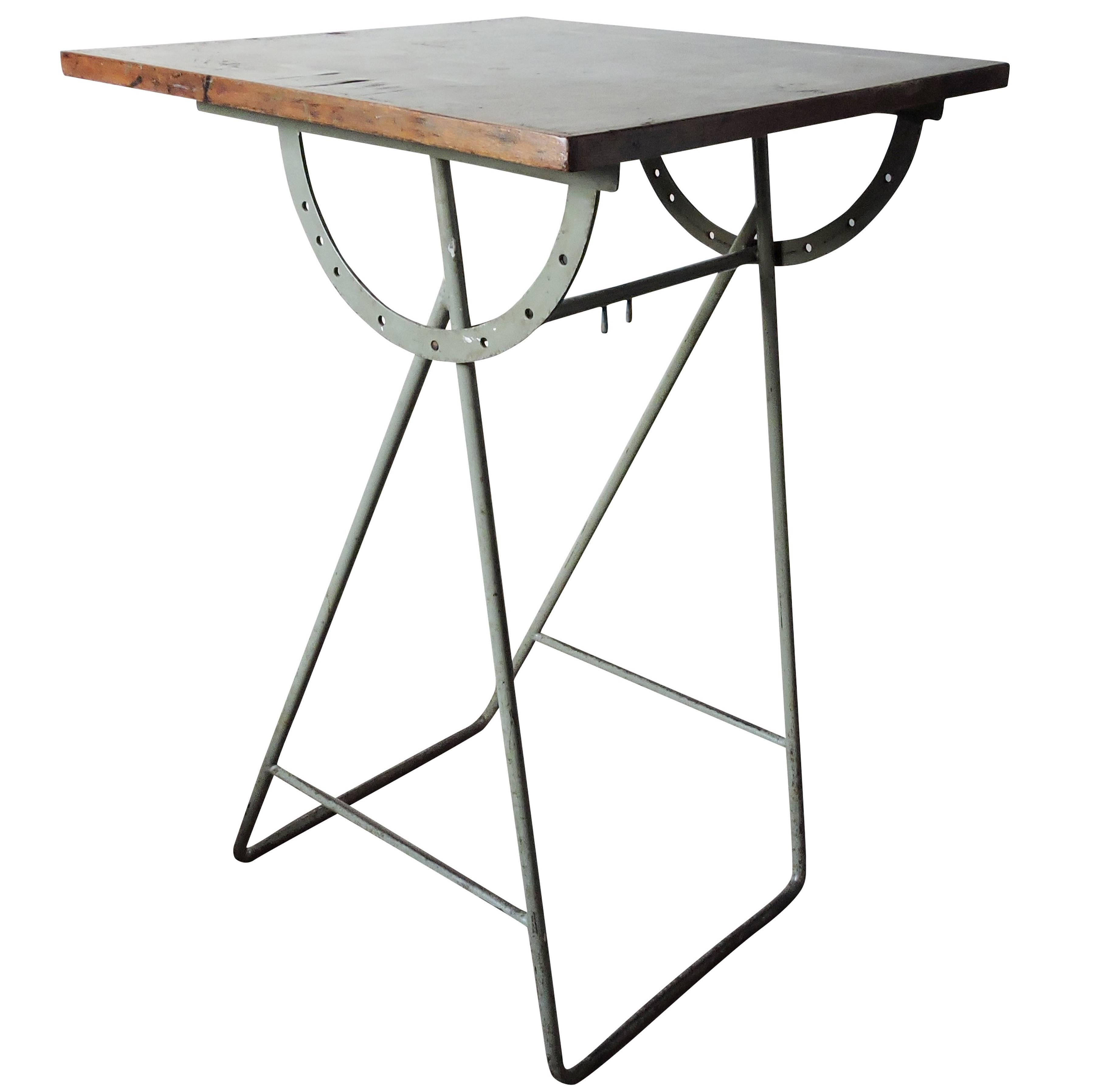 Vintage Industrial Wooden Painting Table, 1960s For Sale