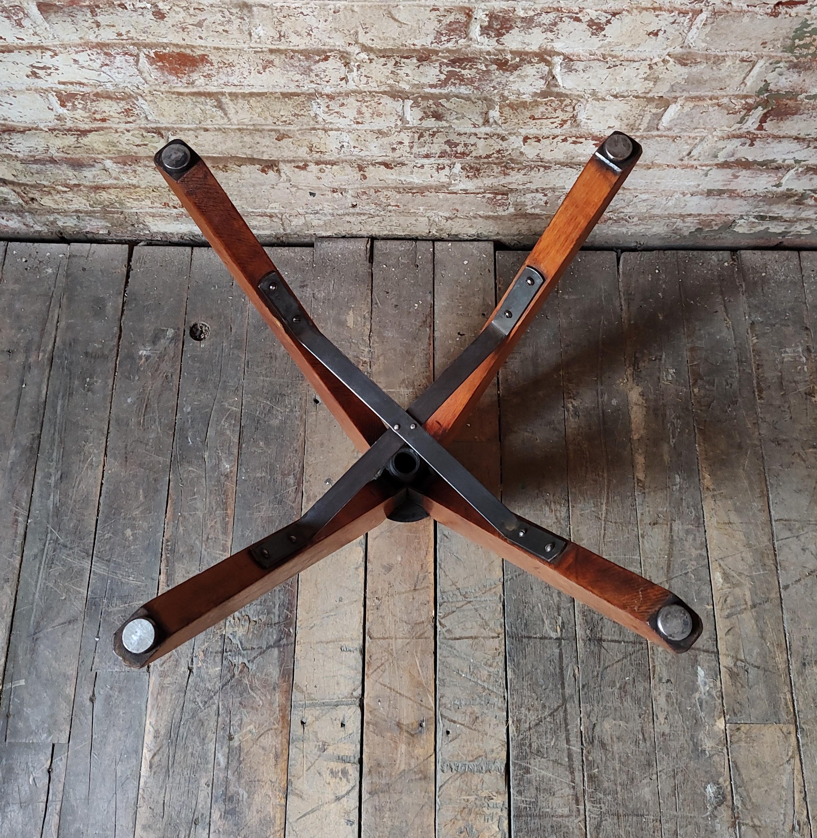 Vintage Industrial Wooden Stool For Sale 7