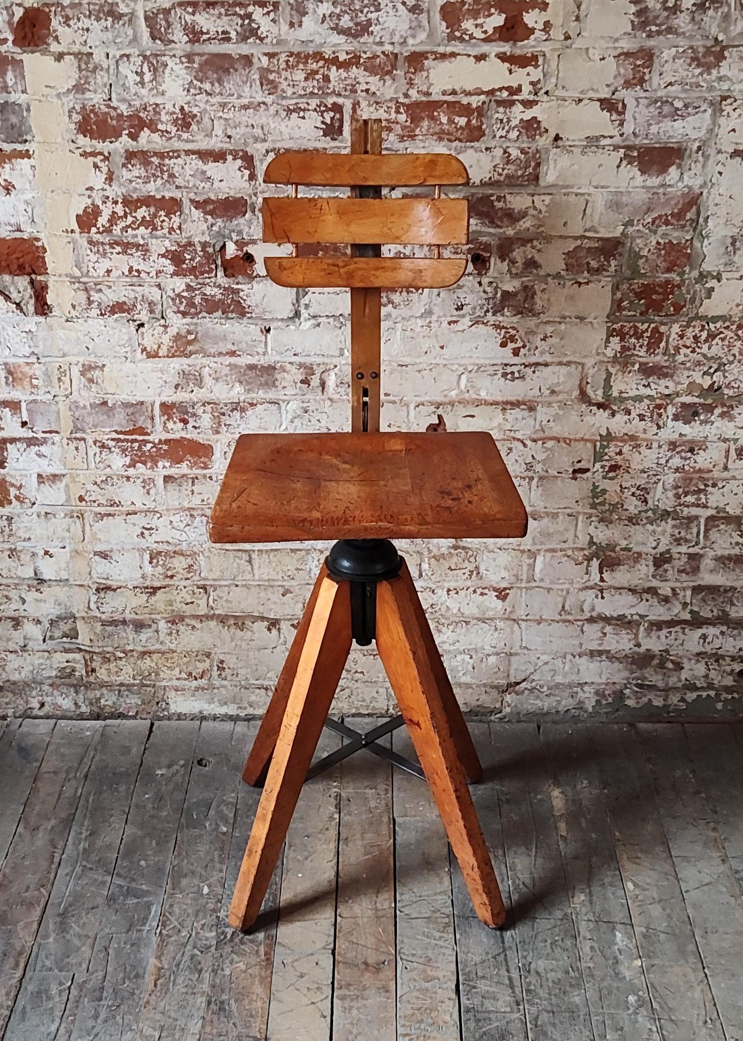 Antique Drafting Stool by Cook of Cambridge, MA

Base Dimensions: 17