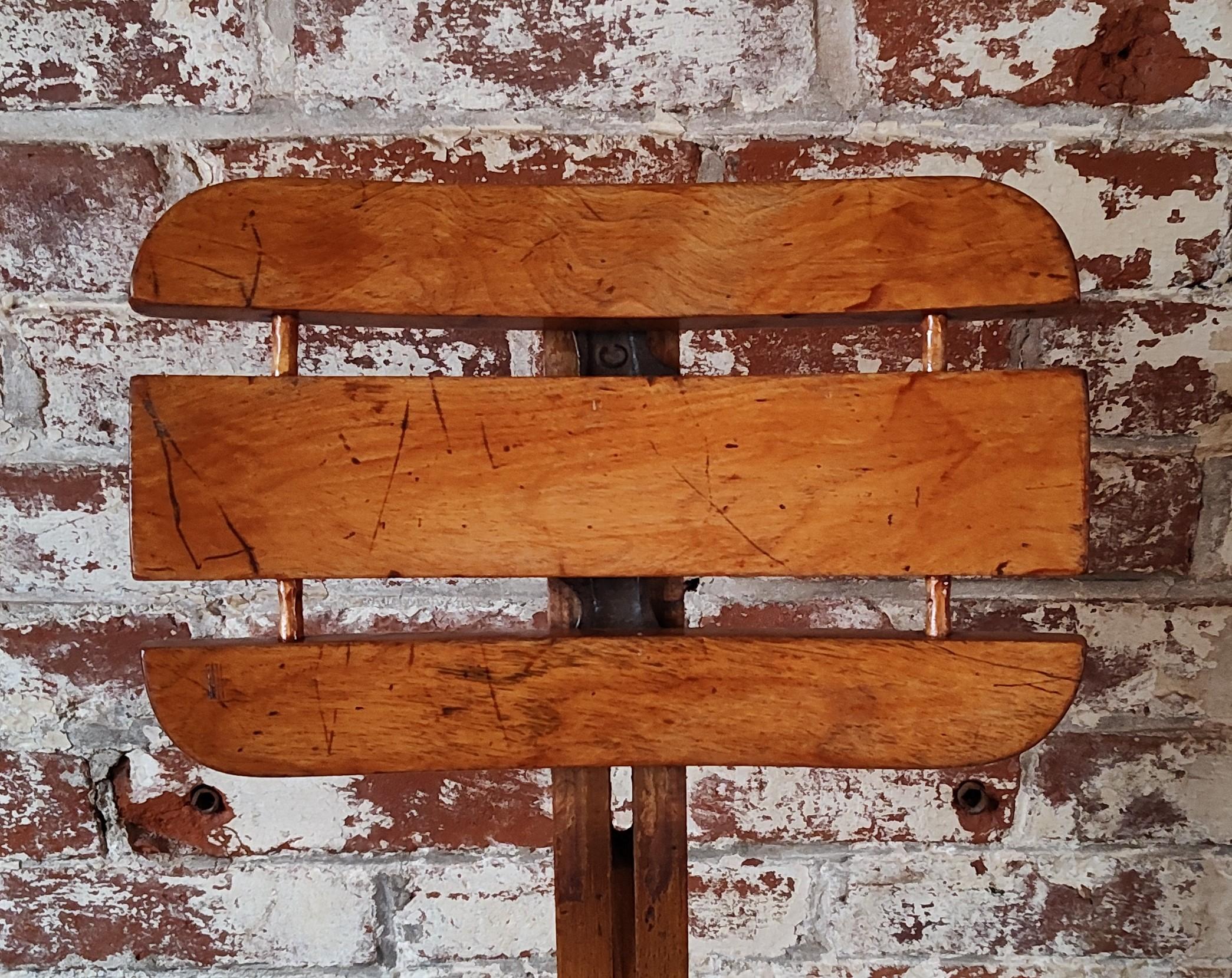 Vintage Industrial Wooden Stool For Sale 2