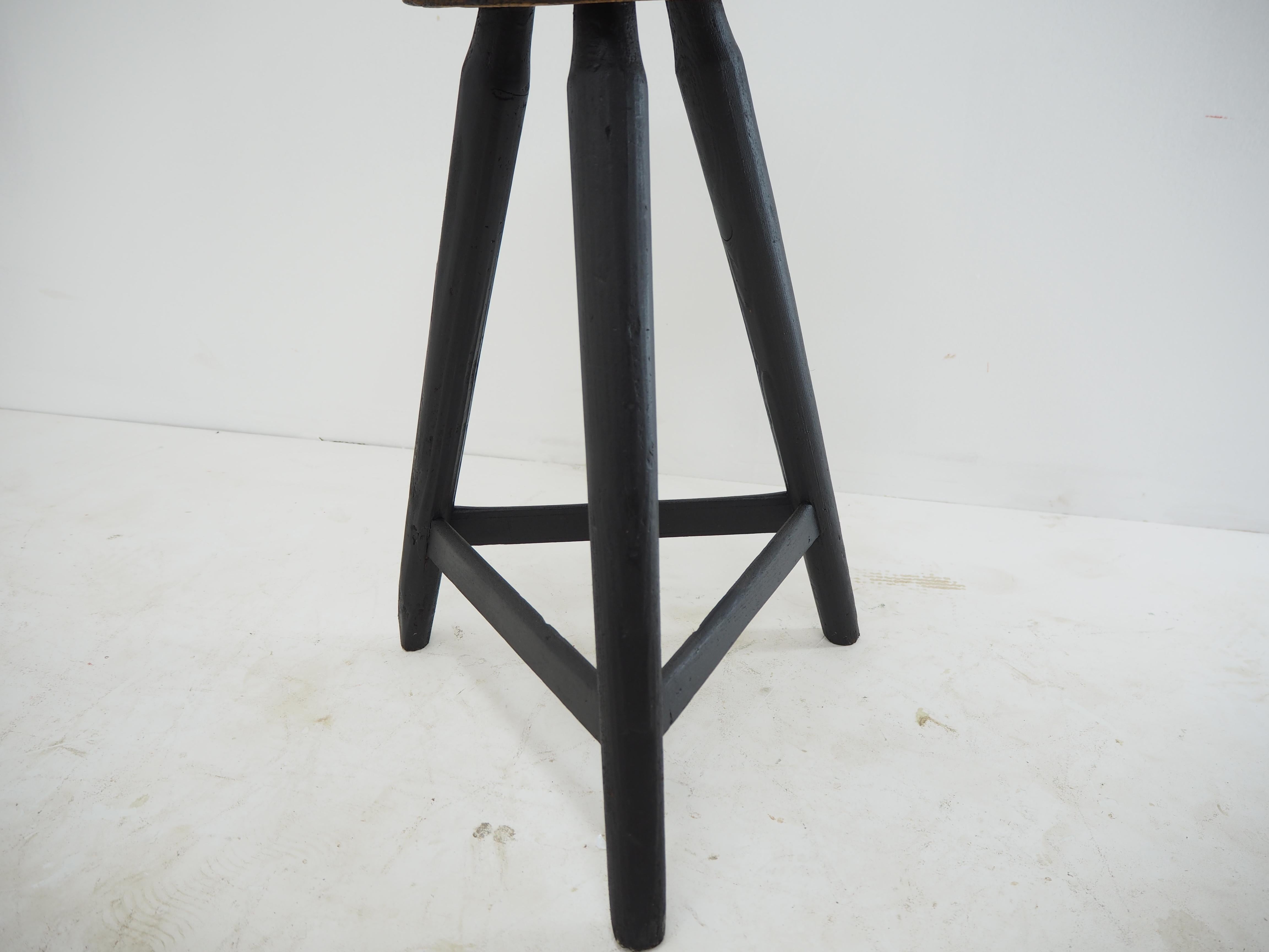 Vintage Industrial Wooden Stool, Original Paint, 1930s 1