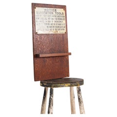 Vintage Industrial Wooden Substation Tool Notice Board Wall Sign Plaque, C.1950