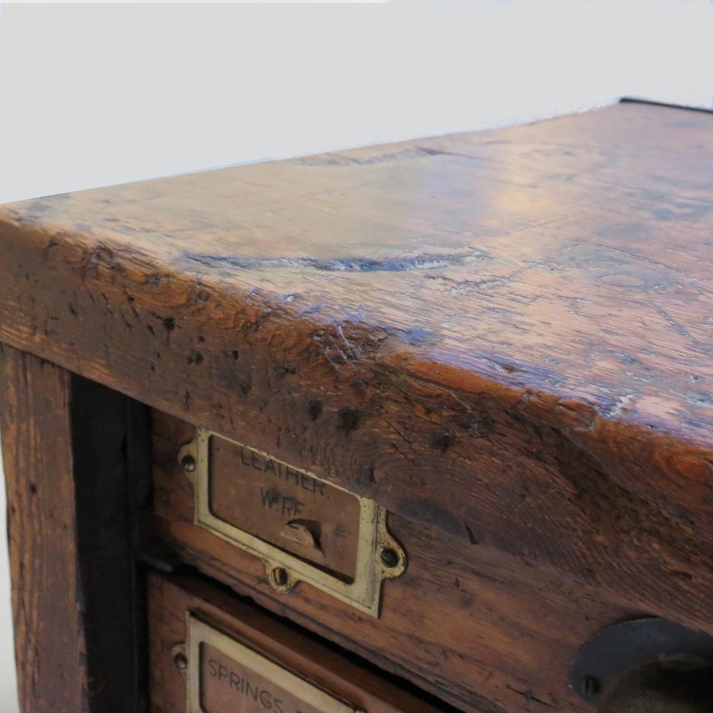 Vintage Industrial Workbench Kitchen Pine Drawers 2