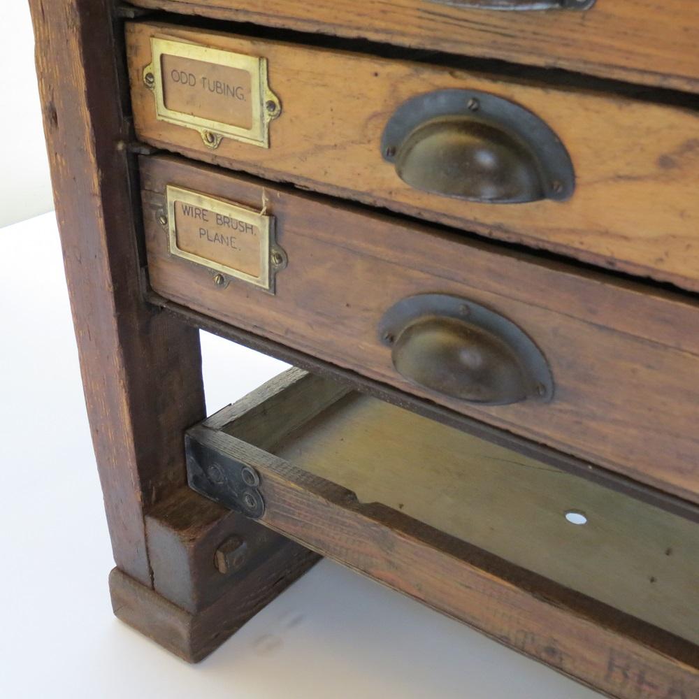 Vintage Industrial Workbench Kitchen Pine Drawers 5