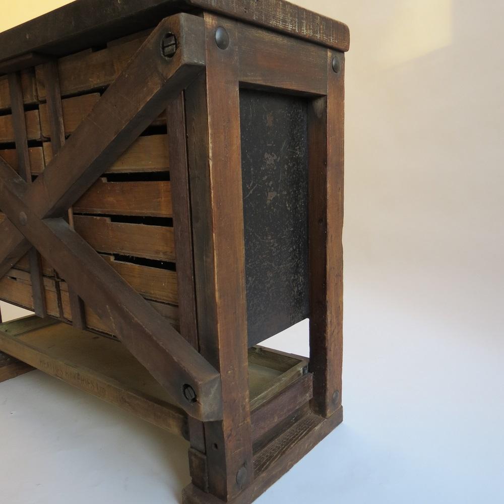 Vintage Industrial Workbench Kitchen Pine Drawers 10