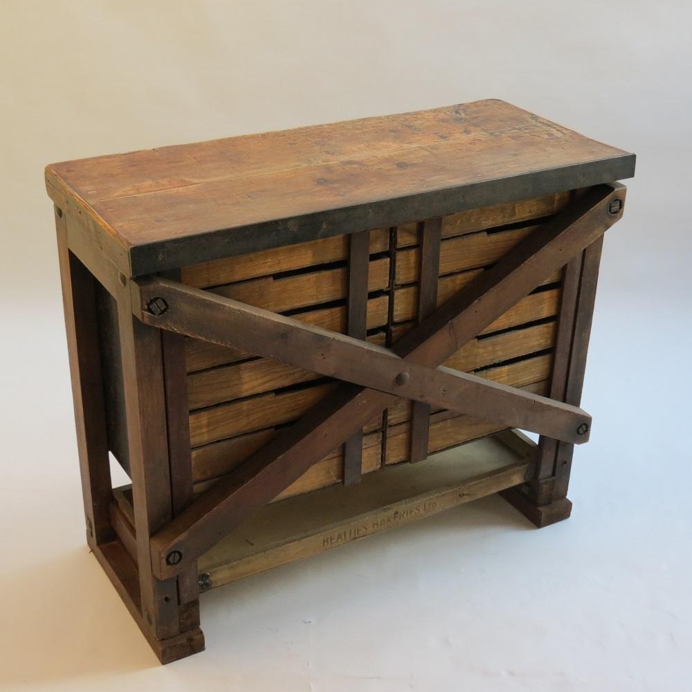 Vintage Industrial Workbench Kitchen Pine Drawers 9