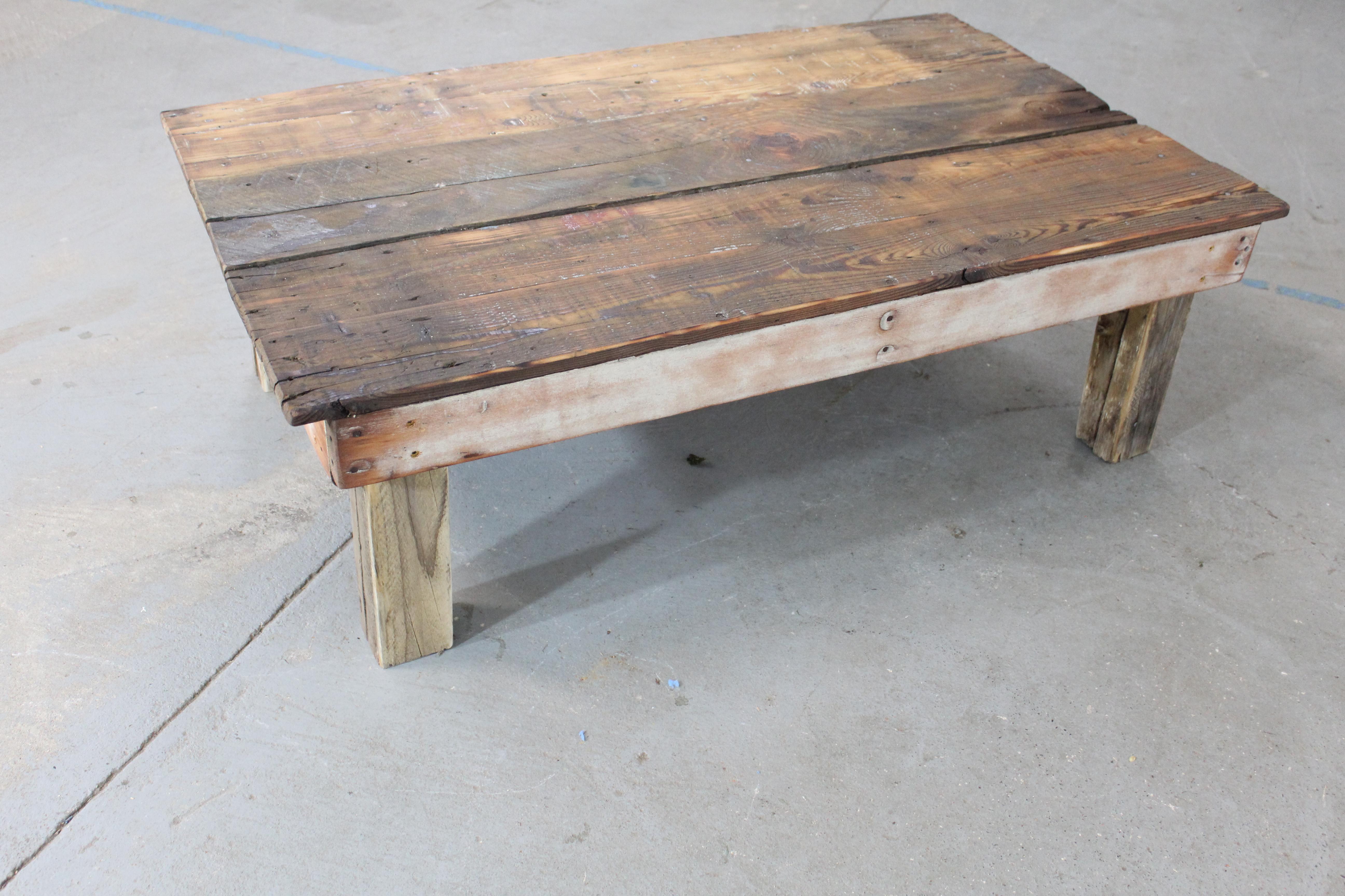 Vintage Industrial Workbench Rustic Farm Coffee Table 1