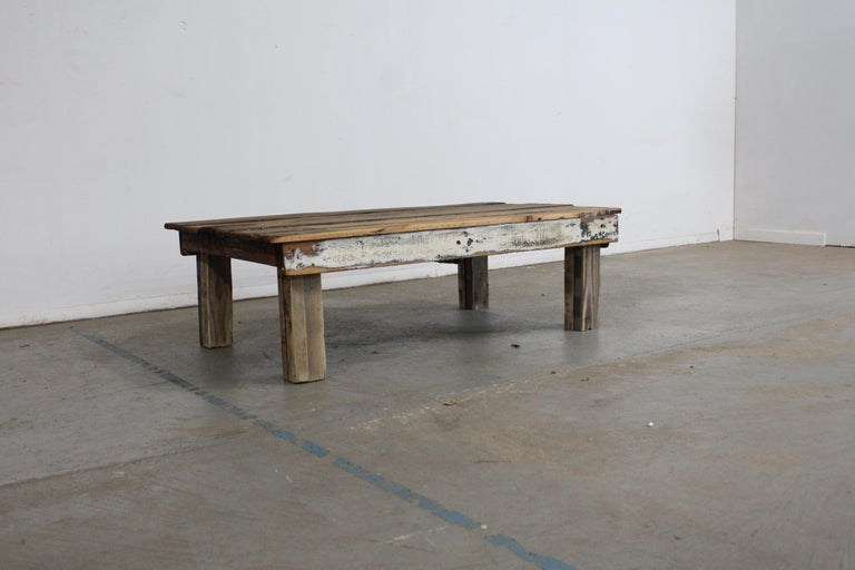 Vintage Industrial Metal Work Table, Gray Steel Workbench, Rustic