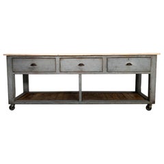 Vintage Industrial Workbench Worktable Kitchen Island