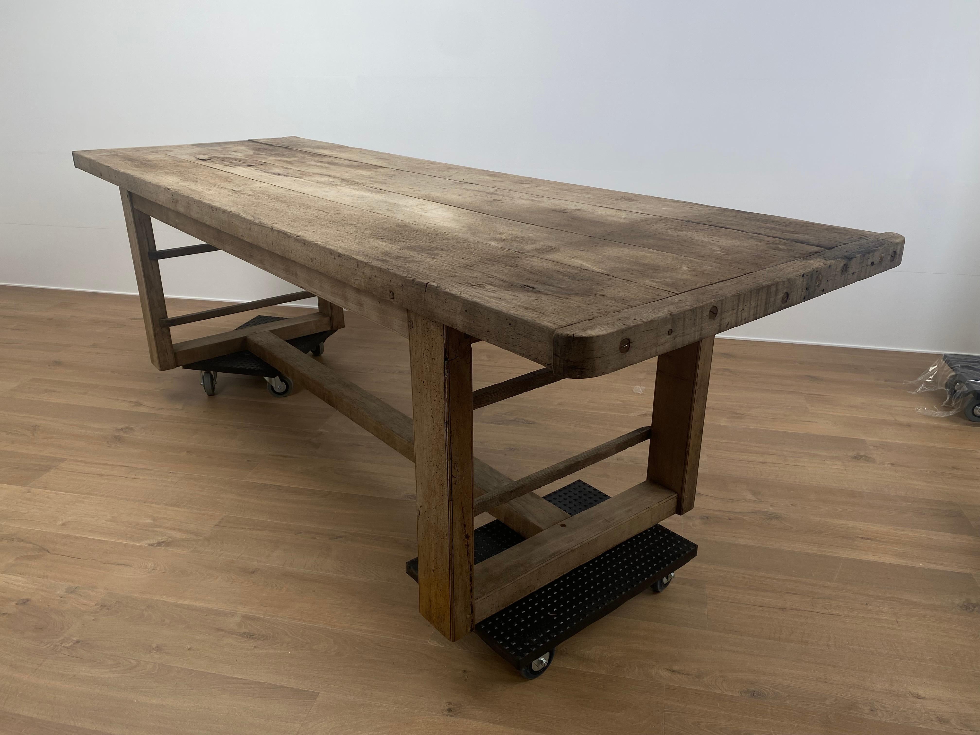 Beech Vintage, Industrial Working Table in Bleached Wood