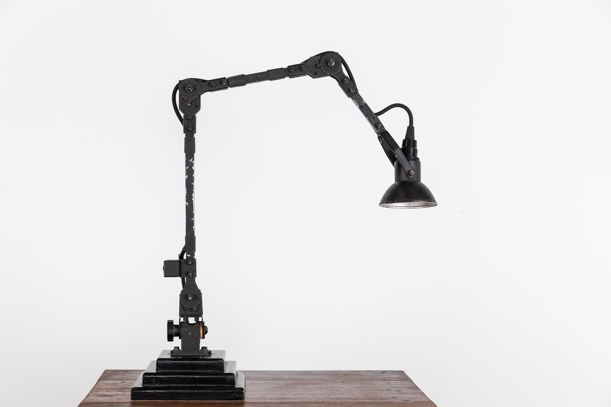 English Vintage Industrial WW2 RAF Bomber Navigators Desk Lamp, c.1940