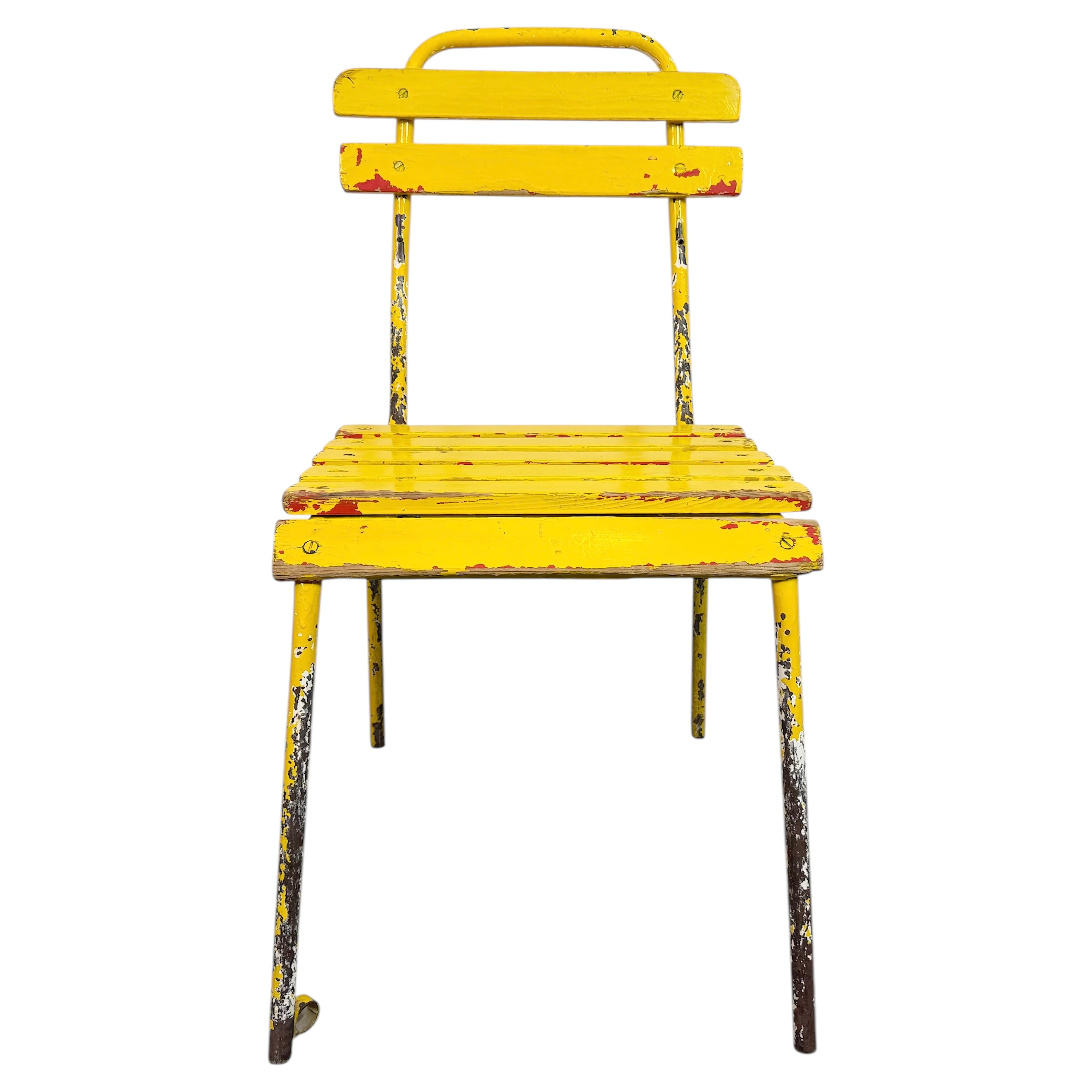 Vintage Yellow Industrial Chair, 1960s For Sale