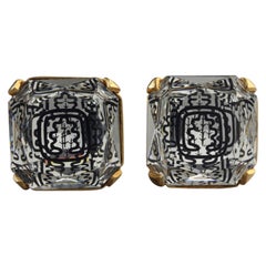 Vintage INES de la FRESSANGE Iconic Oak Leaf Crystal Earrings