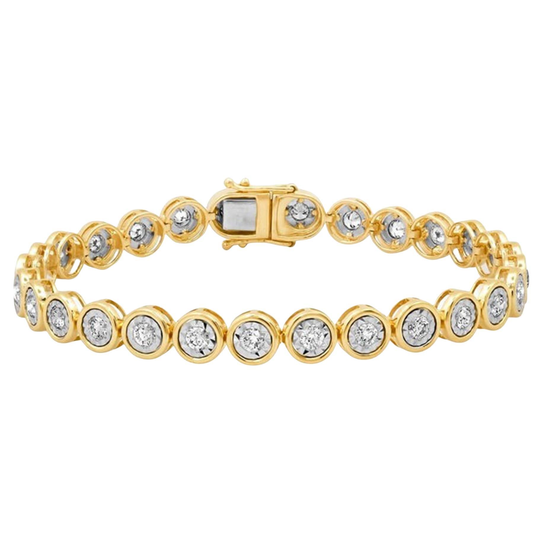 Vintage Infinity 14K (or 18k upon request) Yellow Gold Bangle Diamond Bracelet