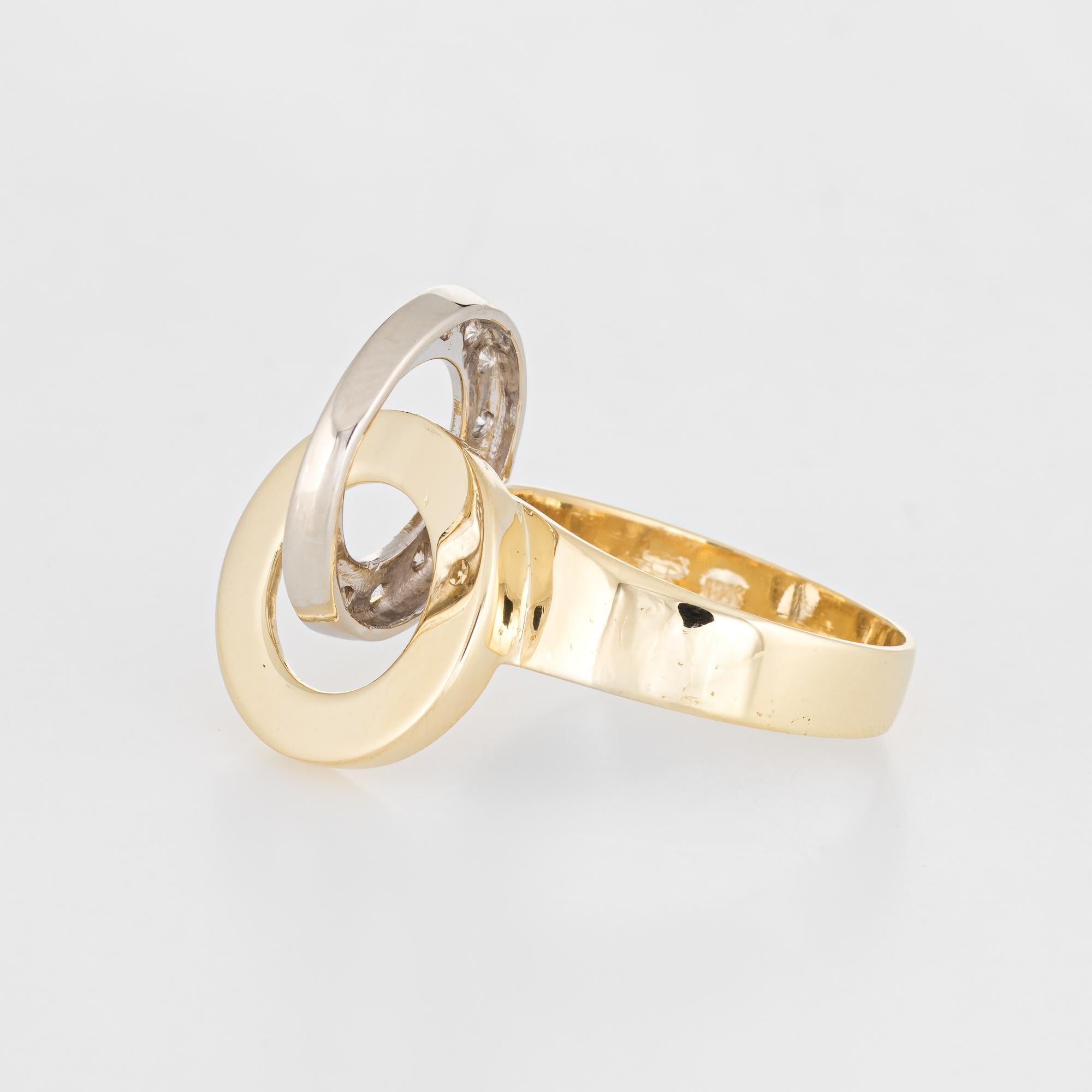 Women's Vintage Infinity Knot Diamond Ring 18 Karat Yellow Gold Round Circles Jewelry
