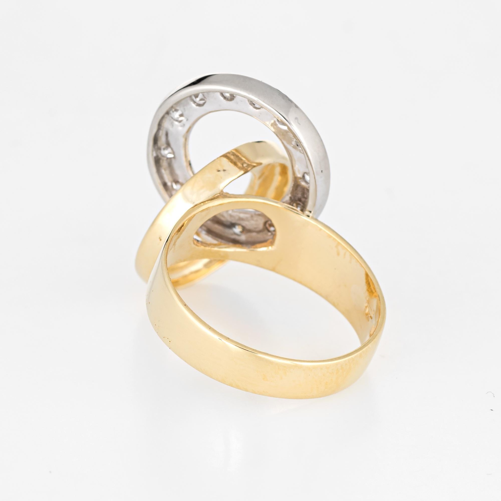 Vintage Infinity Knot Diamond Ring 18 Karat Yellow Gold Round Circles Jewelry 1