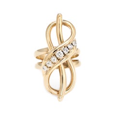 Vintage Infinity Knot Ring 14 Karat Gold Cocktail Statement Estate Jewelry