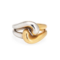 Vintage Infinity Knot Ring 18k Two Tone Gold Sz 6 Estate Cocktail Fine Jewelry