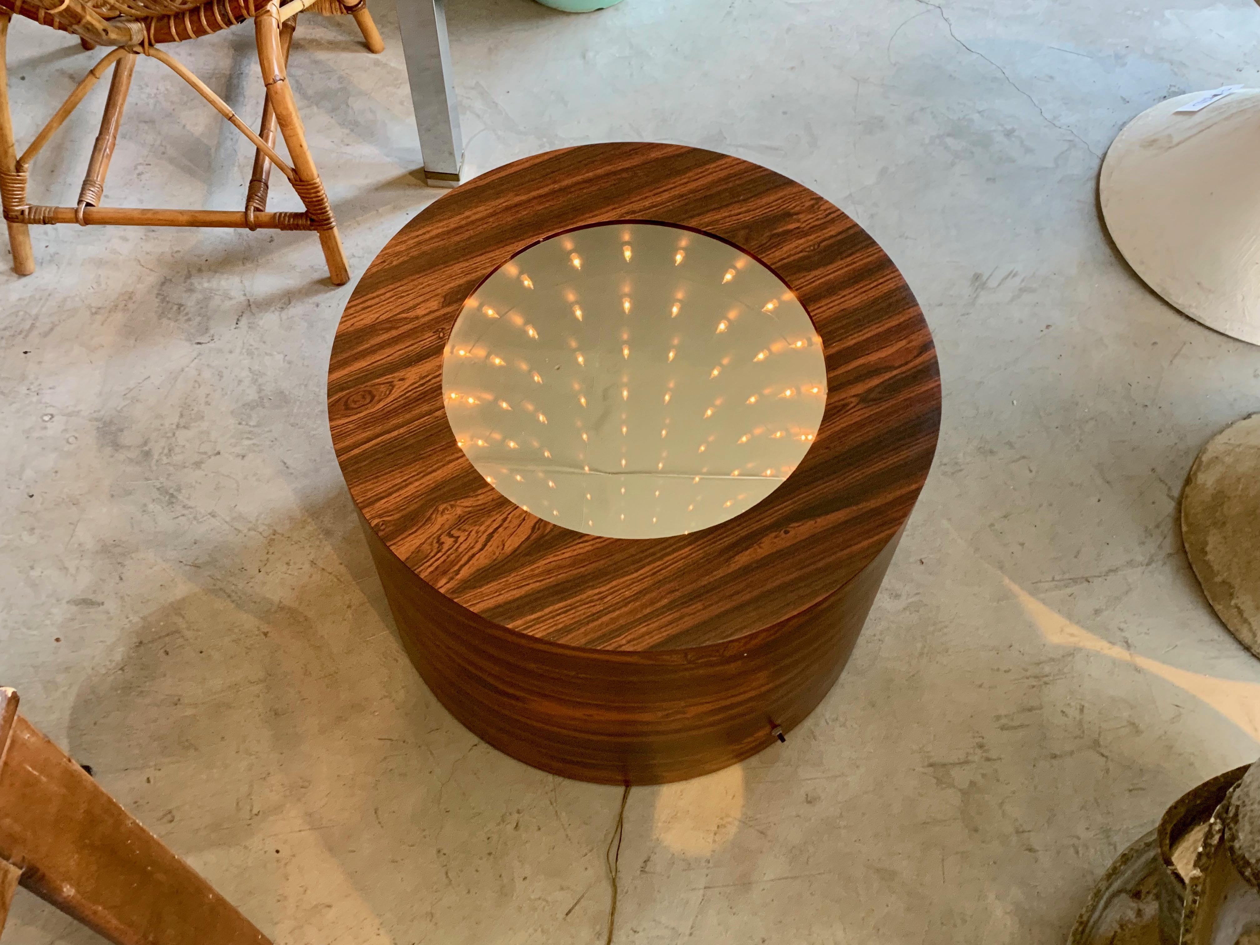 American Vintage Infinity Mirror Side Table For Sale
