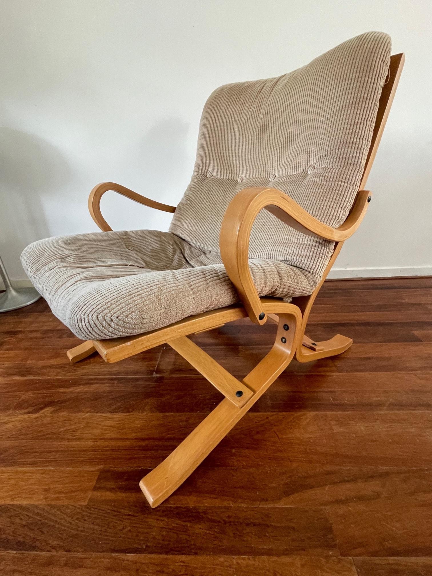 Fabric Vintage Ingmar Relling Armchair, Early Ingmar Relling Siesta Chair, Westnofa