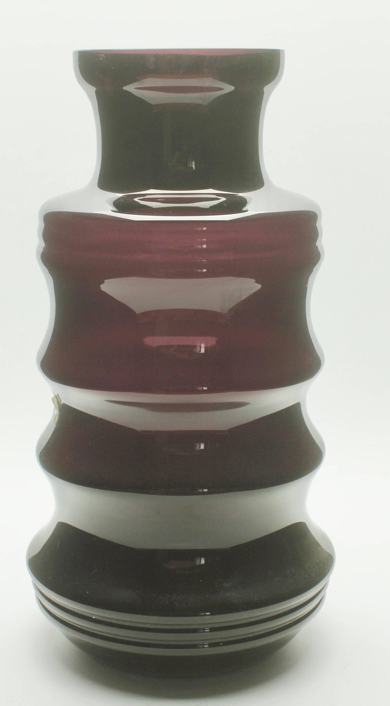 Hand-Crafted Vintage Ingrid Crystal Glass Vase Germany Beautiful Color, Deep Bordeaux, 1960s