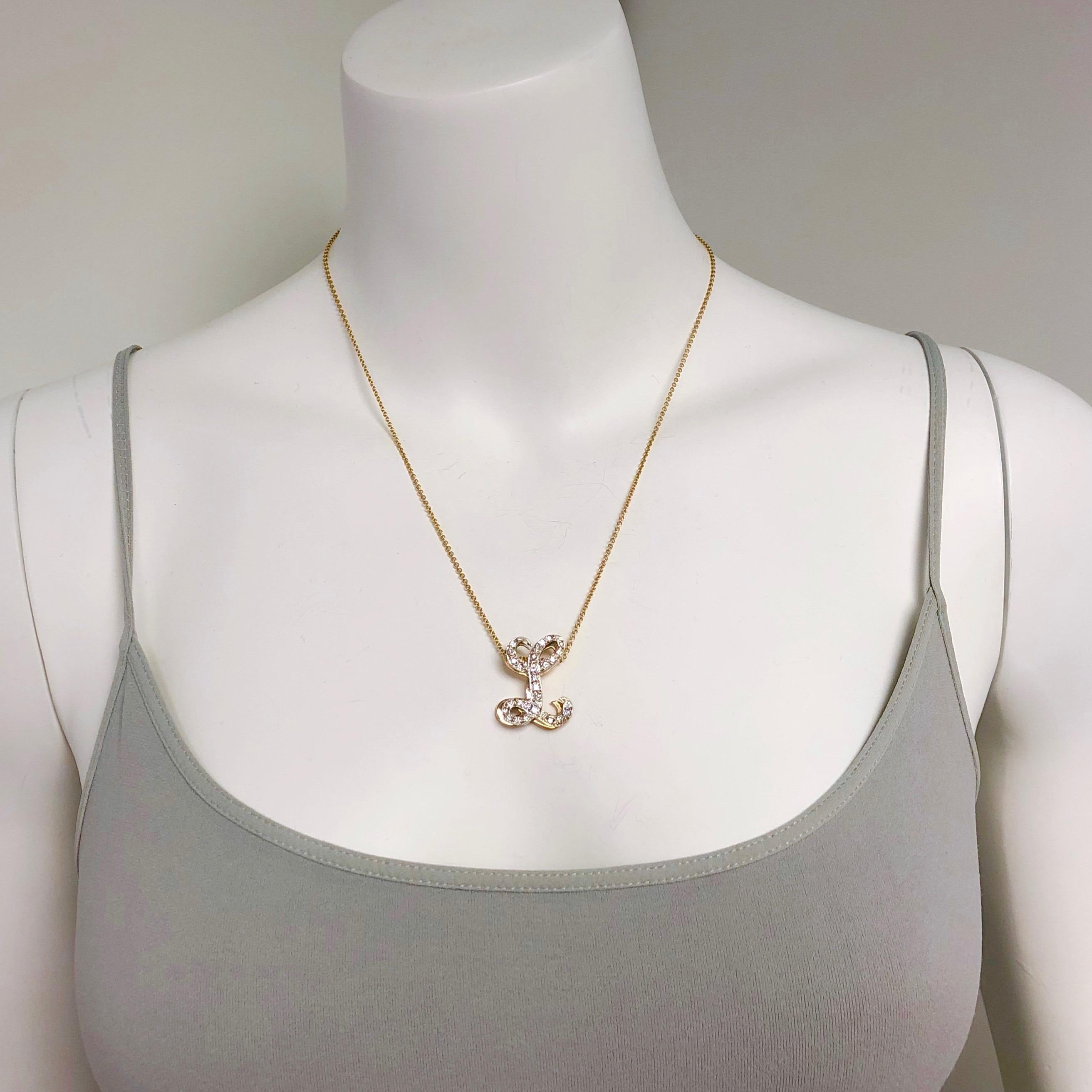 diamond initial l pendant