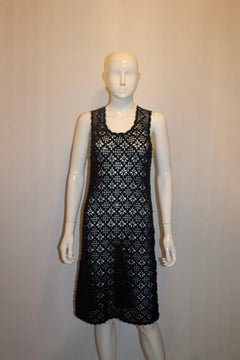 Vintage Ink Blue Crochet Dress