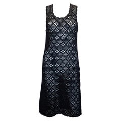 Vintage Ink Blue Crochet Dress