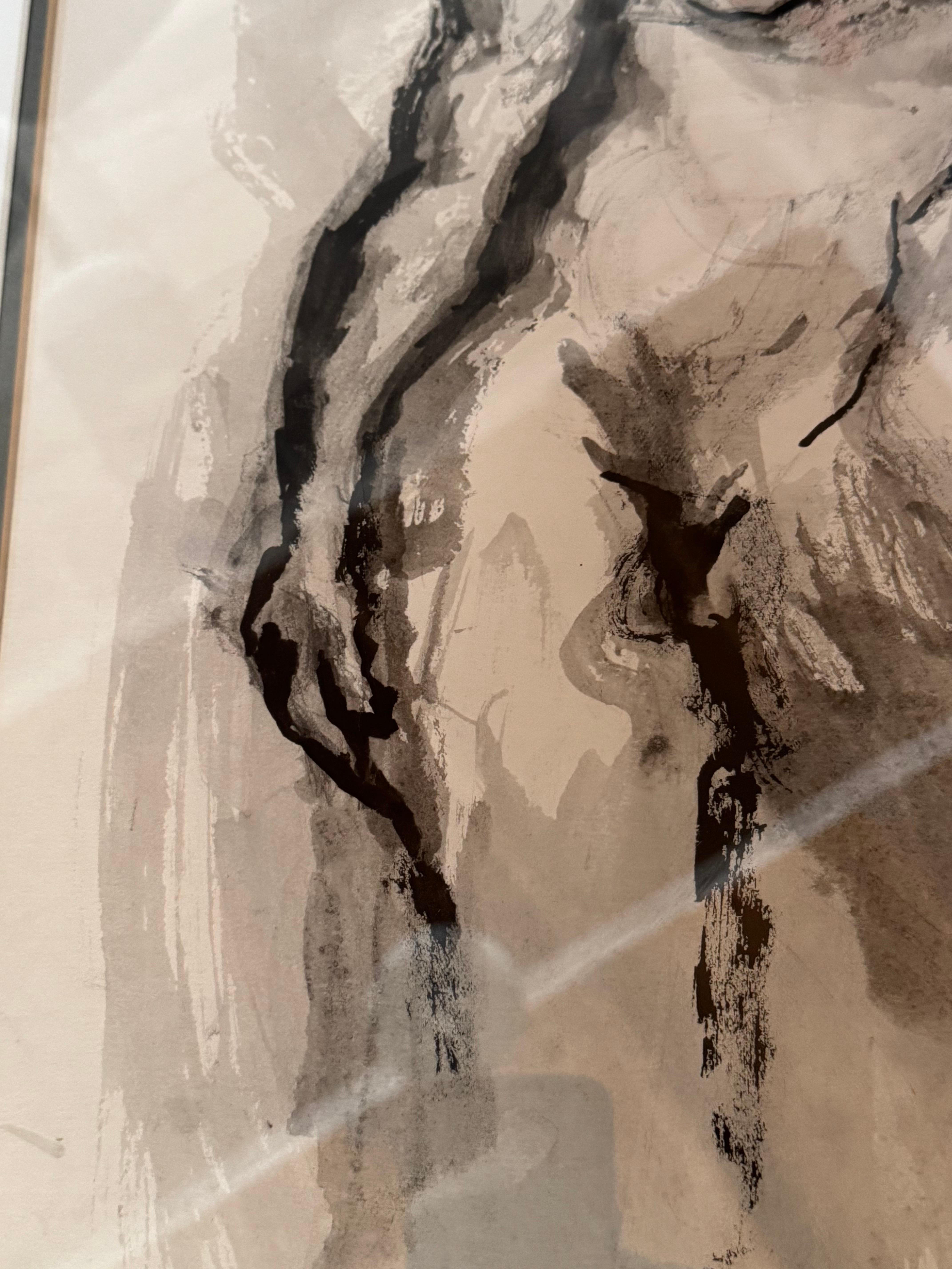 Disegno a inchiostro d'epoca di una figura maschile nuda in vendita 2